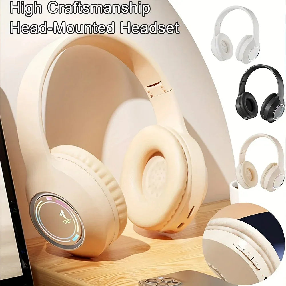 5.2 Cool M3 Headset Bluetooth Earphones Foldable Glowing Card Insertion Stereo Sound Long Battery Life Esports Low Latency