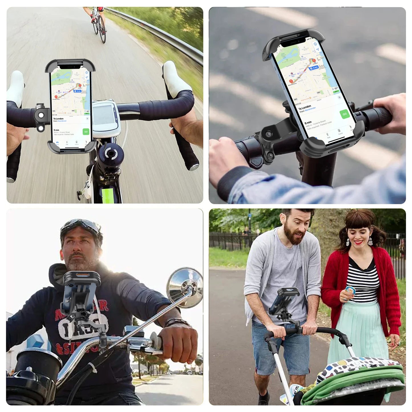 Bicycle Phone Holder Stand for Iphone Xiaomi Samsung Motorcycle Mobile Cellphone Holder Bike Scooter Handlebar Clip Mount