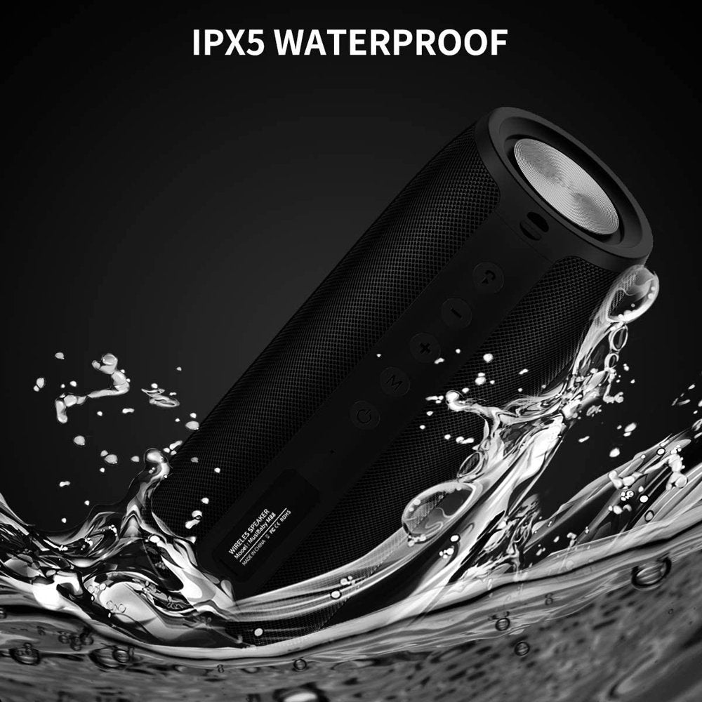 Waterproof Bluetooth Speaker, Portable Outdoor Wireless Speaker with Loud Stereo Sound, 30H Playtime,Black
